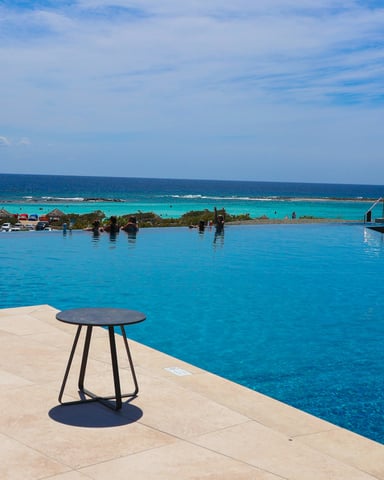 Infinity pool with brilliant turquoise Caribbean water
